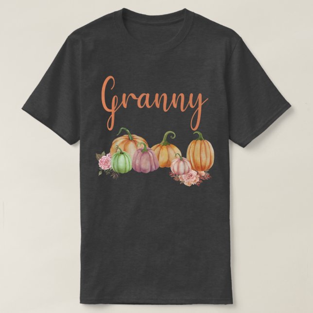Granny of Little Pumpkin First Birthday Autumn Pum T Shirt (Design framsida)