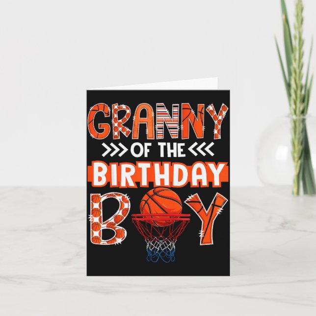 Granny Of The Birthday Boy Basketball Lover Matchi Kort (Framsida)