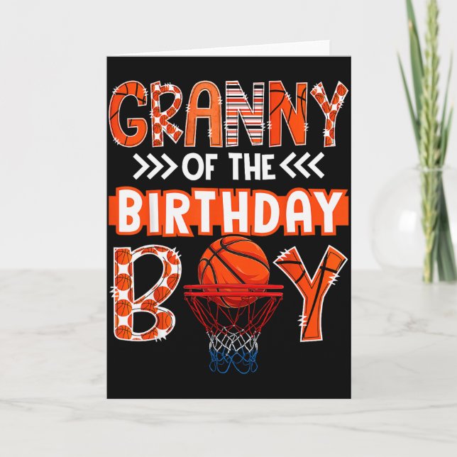 Granny Of The Birthday Boy Basketball Lover Matchi Kort (Framsida)