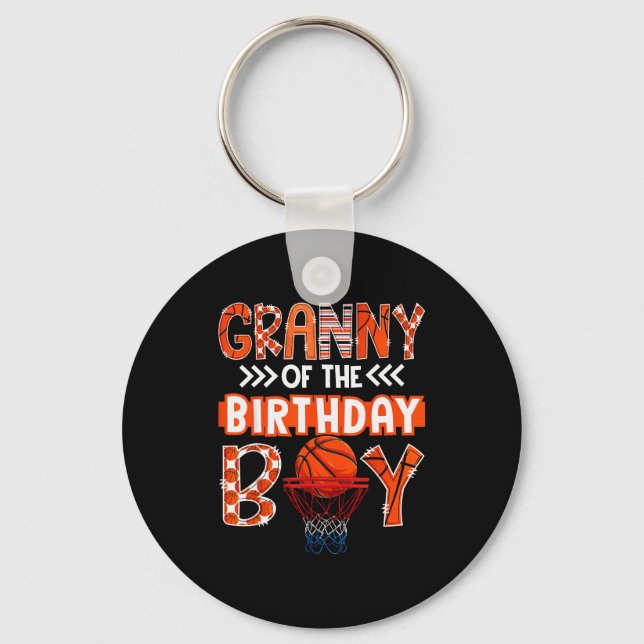Granny Of The Birthday Boy Basketball Lover Matchi Nyckelring (Framsida)