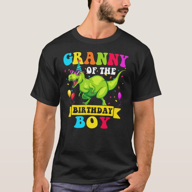 Granny of the Birthday Boy Dinosaur Raptor Funny T Shirt (Framsida)