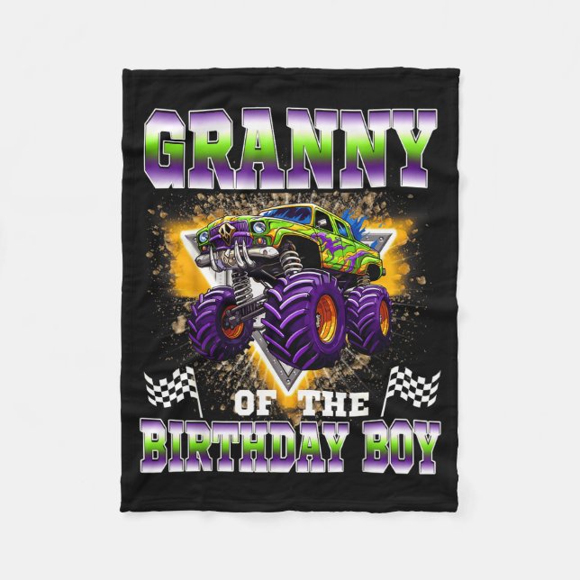 Granny Of The Birthday Boy Monster Truck Birthday  Fleecefilt (Framsidan)