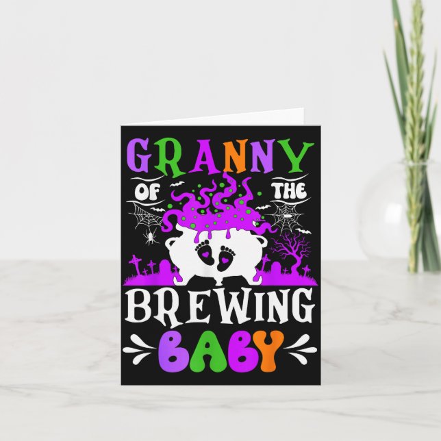Granny Of The Brewing Baby Grandma To Be Halloween Kort (Framsida)