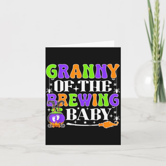 Granny Of The Brewing Baby Halloween Witch Baby Sh Kort (Framsida)