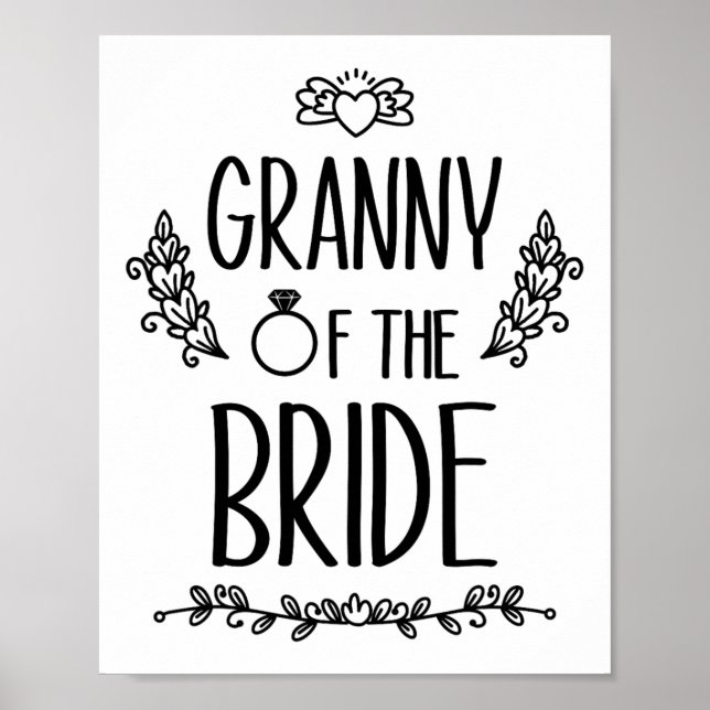 Granny of the Bride Bröllopsfest Family Poster (Framsidan)