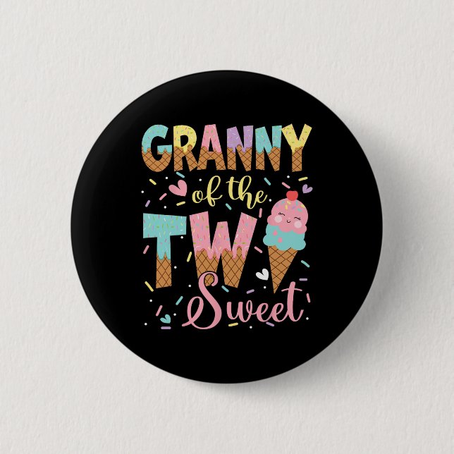 Granny of the Two Birthday Girl Ice Crea Knapp (Framsida)