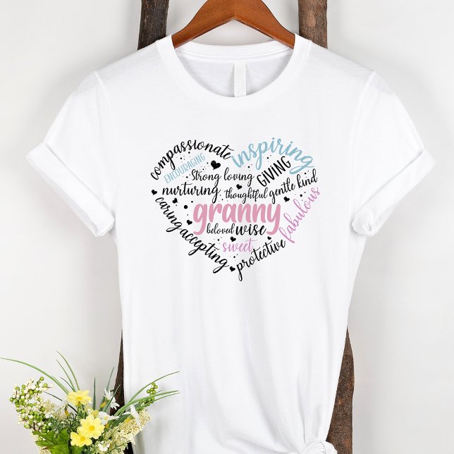 Granny Ord Cloud Rosa Heart Grandma T Shirt (Skapare uppladdad)