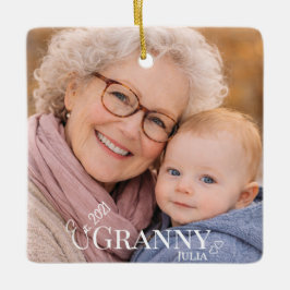 Granny Photo Established Year Modern Heart Julgransprydnad Keramik