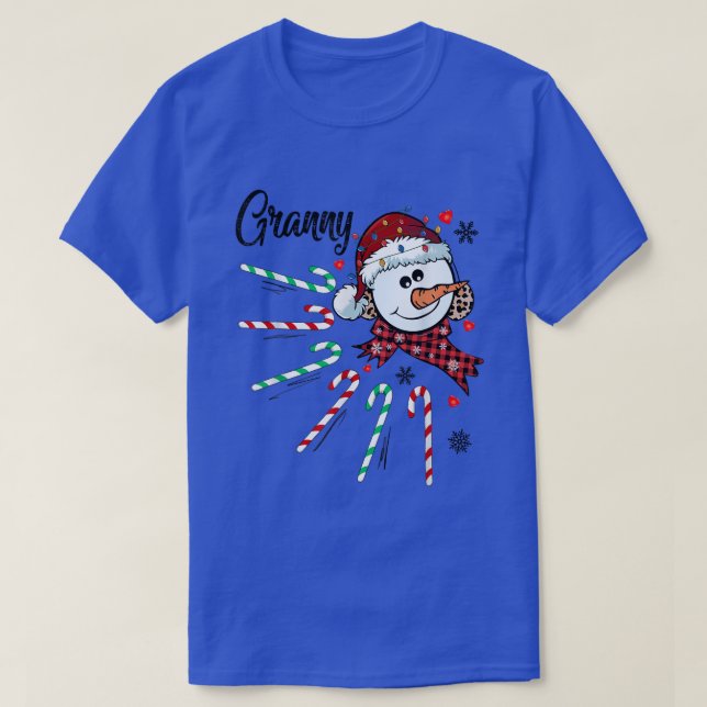 Granny Snögubbe Candy cane jul Julafton Funny T Shirt (Design framsida)