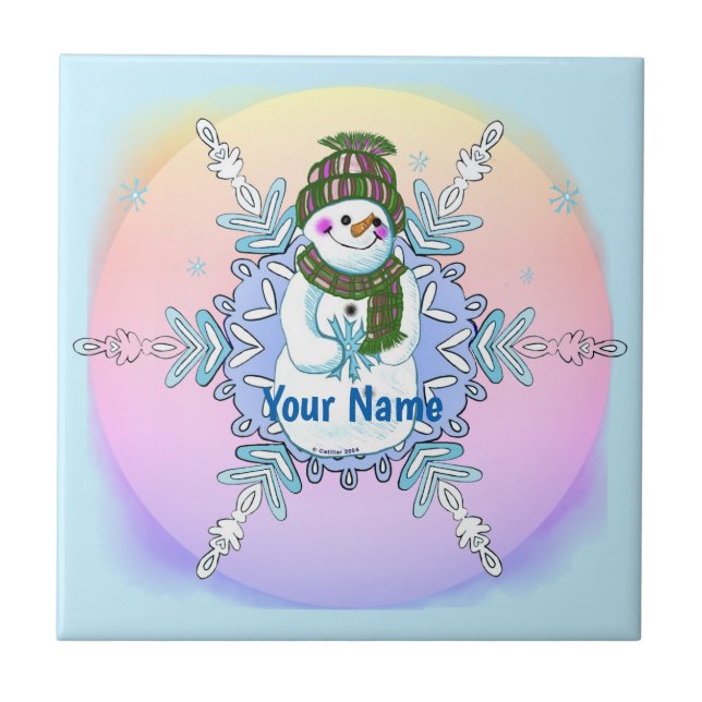Granny Snowflake Snowman tile Kakelplatta (Framsidan)