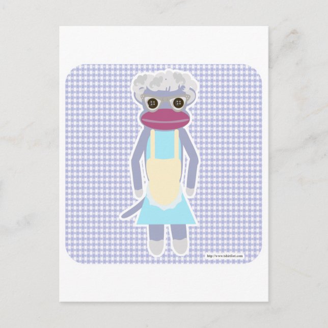 Granny Sock monkey Vykort (Framsida)