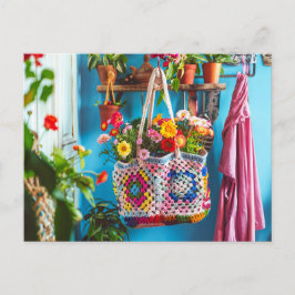 Granny Square Crochet Art Vykort