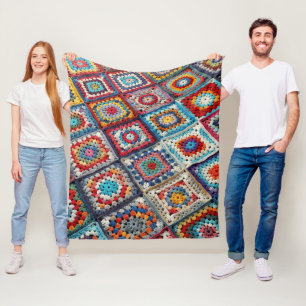 Granny Square Crochete Quilt Fleecefilt