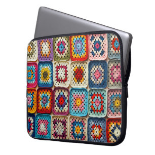 Granny Square Crochete Quilt Laptop Fodral