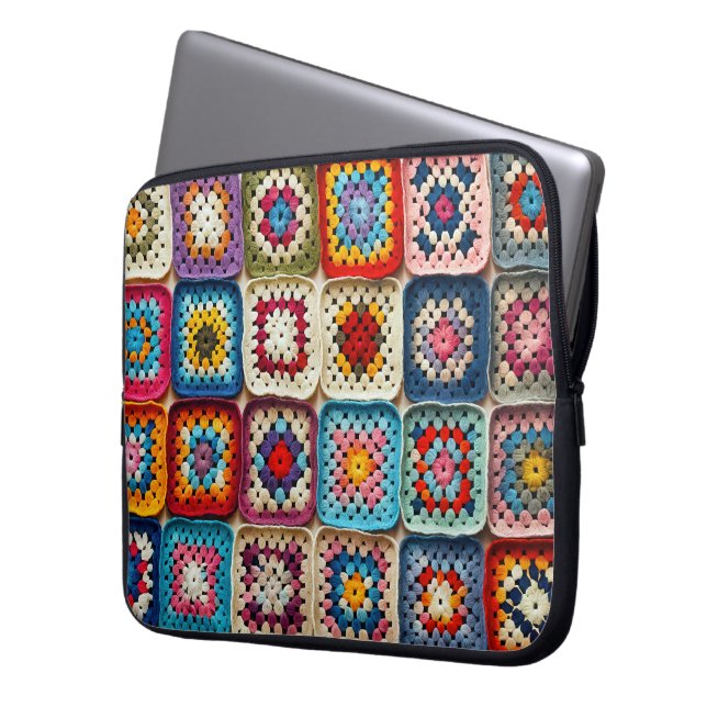 Granny Square Crochete Quilt Laptop Fodral (Framsidan Vänster)