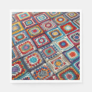 Granny Square Crochete Quilt Pappersservett