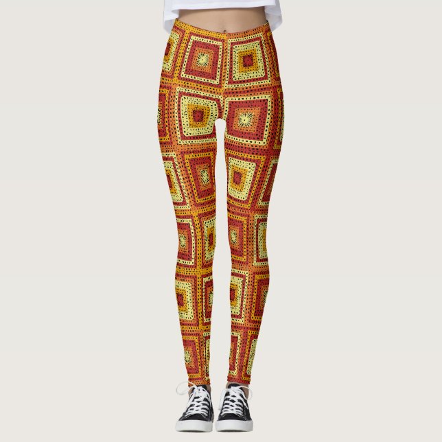 Granny Square Mönster Leggings (Framsida)