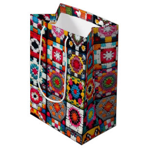 Granny Squares Crochet Mönster Blanket Print