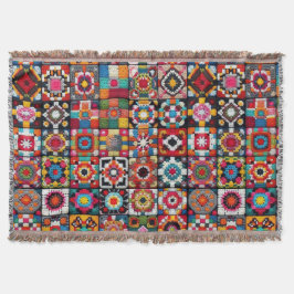 Granny Squares Crochet Mönster Blanket Print Filt