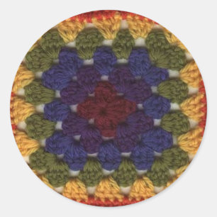 Granny Squares Runt Klistermärke