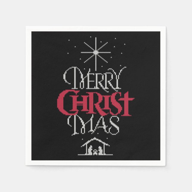 Granny Sticka Religiösa Ugly God jul Sweater Pappersservett (Framsidan)