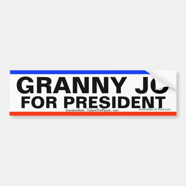 GRANNYJO FÖR PRESIDENT!!! - BILDEKAL (Framsidan)