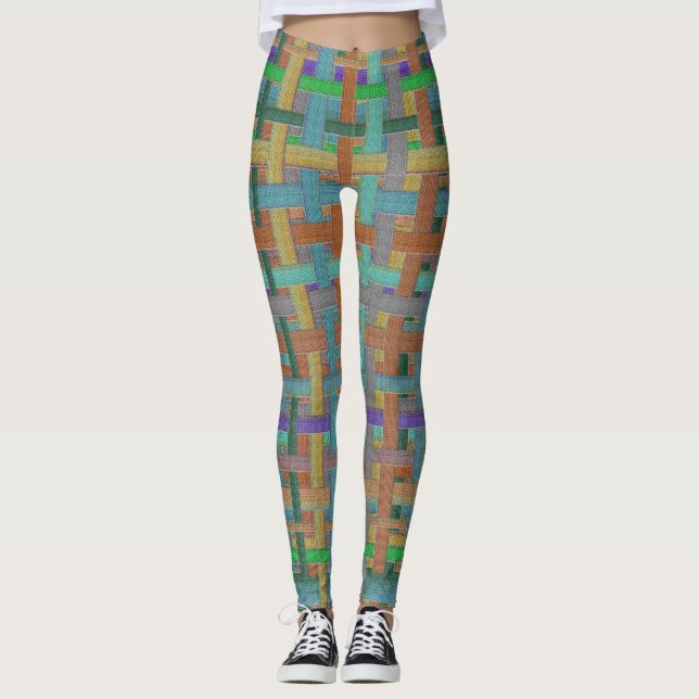 Grannys färgstarka "plaid", med kanvasaspekt leggings (Framsida)