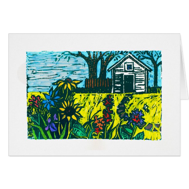 Grannys trädgård och granddads Toolshed Hälsningskort (Framsidan Horizontal)