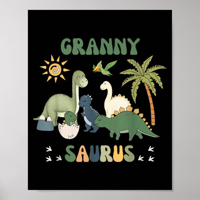 Grannysaurus T Rex Dinosaur Granny Saurus Family M Poster (Framsidan)