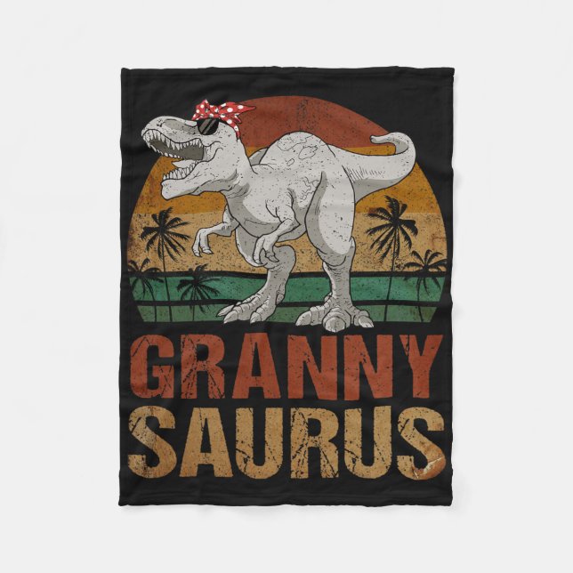 Grannysaurus T Rex Dinosaur Granny Saurus Retro Mo Fleecefilt (Framsidan)