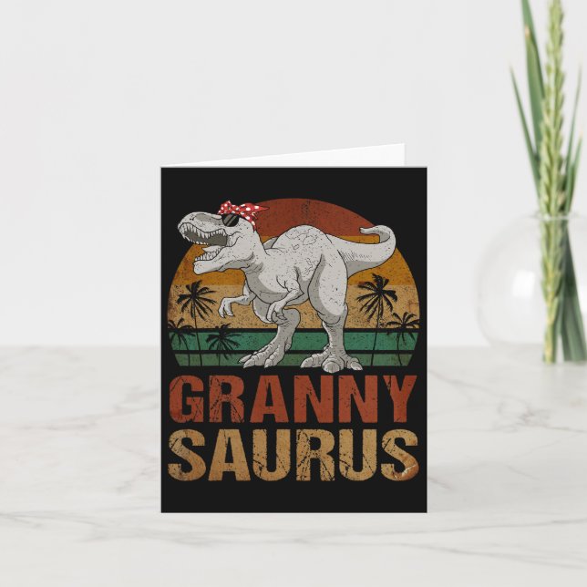 Grannysaurus T Rex Dinosaur Granny Saurus Retro Mo Kort (Framsida)