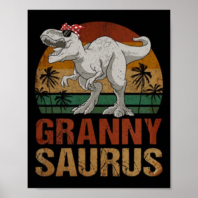Grannysaurus T Rex Dinosaur Granny Saurus Retro Mo Poster (Framsidan)
