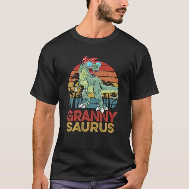Grannysaurus T Rex Dinosaur Vintage Granny Saurus Shirt (Framsida)