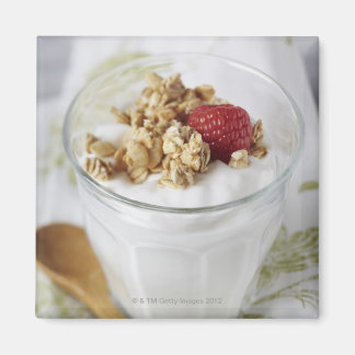 Granola, havre, rostat, frukt, bär, hallon, havre, magnet