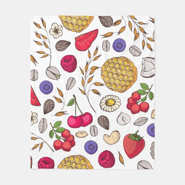 Granola,  muesli seamless pattern. Oat flakes hand Fleecefilt (Framsidan)