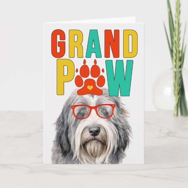 GranPAW Bearded Collie Hund Funny GrandföräldrDay Helgkort (Framsida)