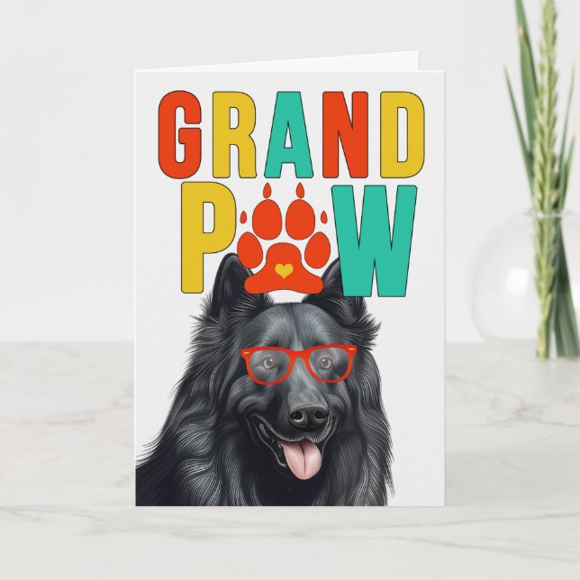 GranPAW belgisk Sheepdog Funny Grandföräldrar Day Helgkort (Framsida)