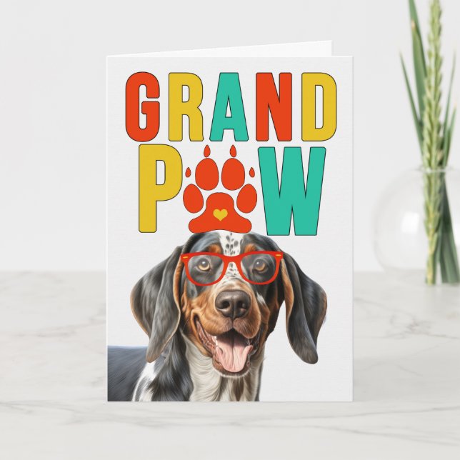 GranPAW Bluetick Coonhound HUND Grandparent Day Helgkort (Framsida)