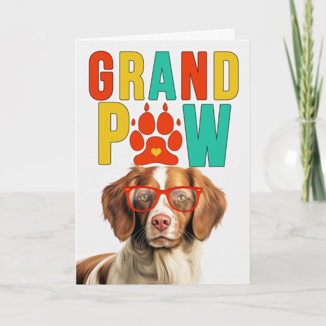 GranPAW Brittany Spaniel GrandDOG Grandparents Day Helgkort (Framsida)