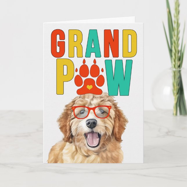 GranPAW Goldendoodle HUND Funny GrandföräldrDay Helgkort (Framsida)