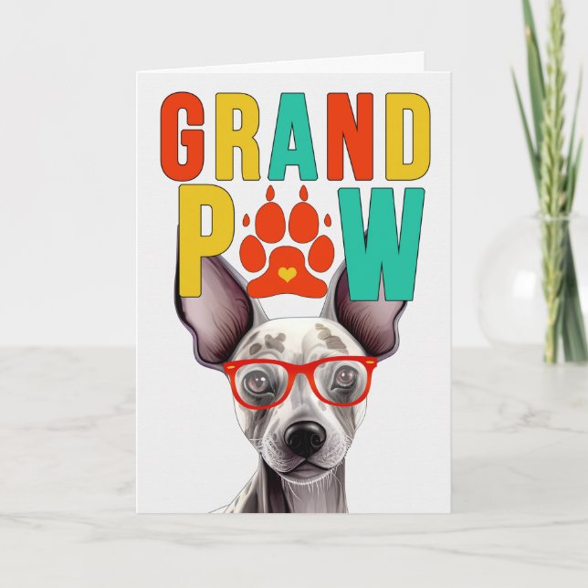 GranPAW Hairless Terrier Funny Grandparent Day Helgkort (Framsida)