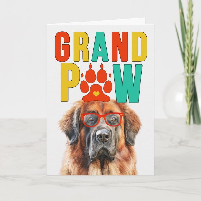 GranPAW Leonberger Hund Funny Grandföräldrar Day Helgkort (Framsida)