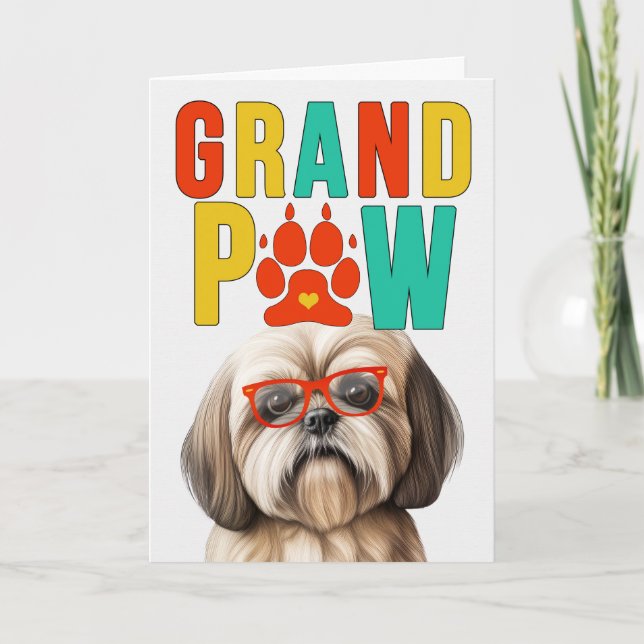 GranPAW Lhasa Apso Hund Funny GrandföräldrDay Helgkort (Framsida)