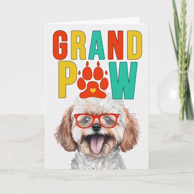 GranPAW Maltipoo Hund Funny GrandföräldrDay Helgkort (Framsida)