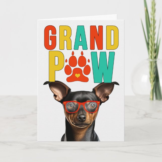 GranPAW Min Pin Hund Funny Grandparent Day Helgkort (Framsida)