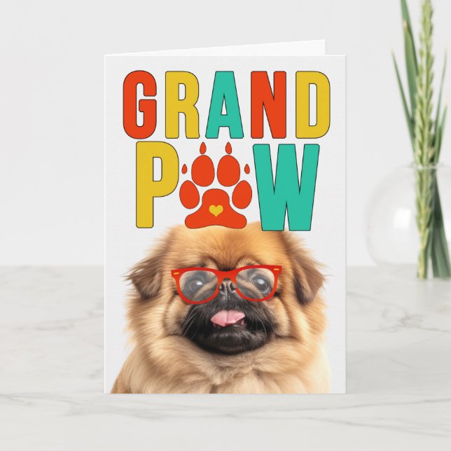 GranPAW Pekingese Hund Funny Grandföräldrar Day Helgkort (Framsida)