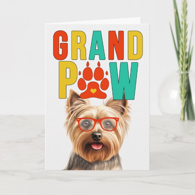 GranPAW Silky Terrier Hund Funny GrandföräldrDay Helgkort (Framsida)