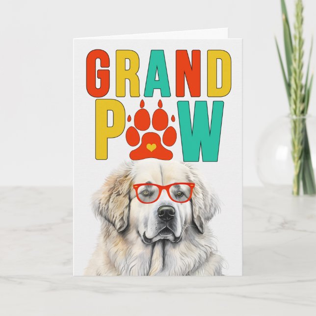 GranPAW Underbar Pyrenees HUND Funny Grandföräldra Helgkort (Framsida)