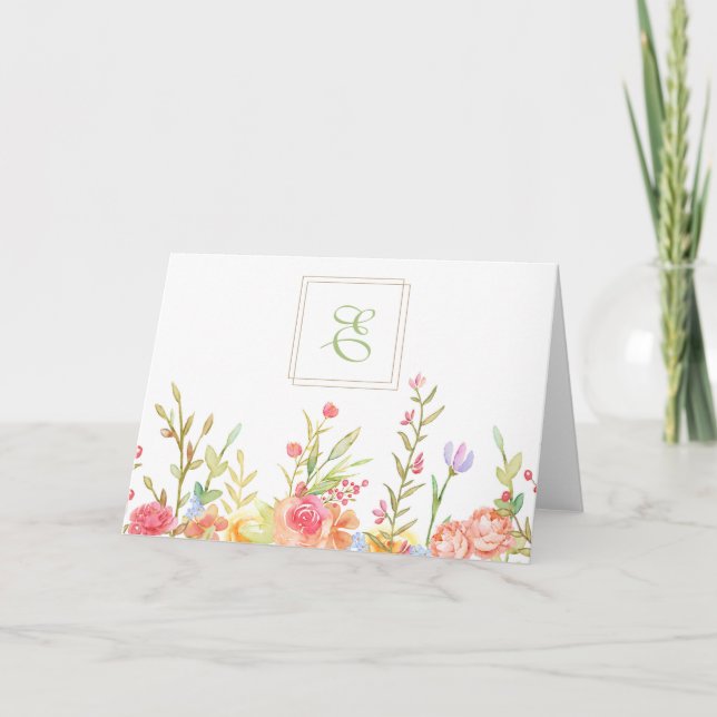 Gräns-anteckningskort för blommigt kort (Framsida)