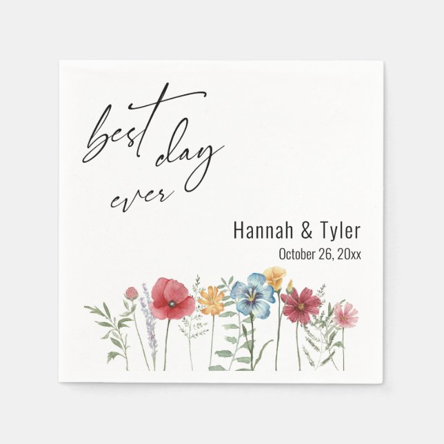 Gräns av färgen Meadow Wildblomma Pappersservett (Framsidan)